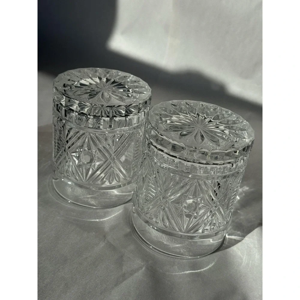Oxford Crystal 2 PC Bohemia 24% Cut Crystal Double Old Fashioned Glass Polter